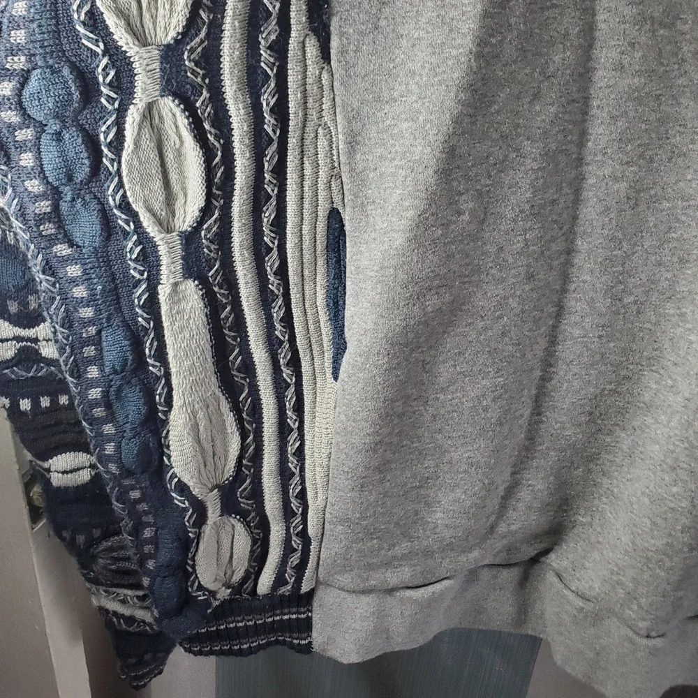 Nike Grey Logo Hoodie x‎ Coogi rework Sweater Sleeve Pullover Eclectic Grandpa L